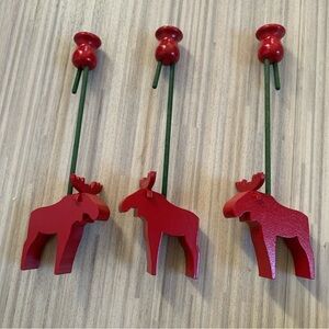 Scandinavian Moose Candle Holder for Christmas Tree- set of 3